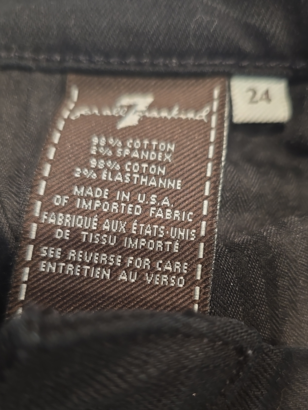7 For All Mankind The Slim Cigarette Jeans in Black size 24 Extra Small - Picture 3 of 7